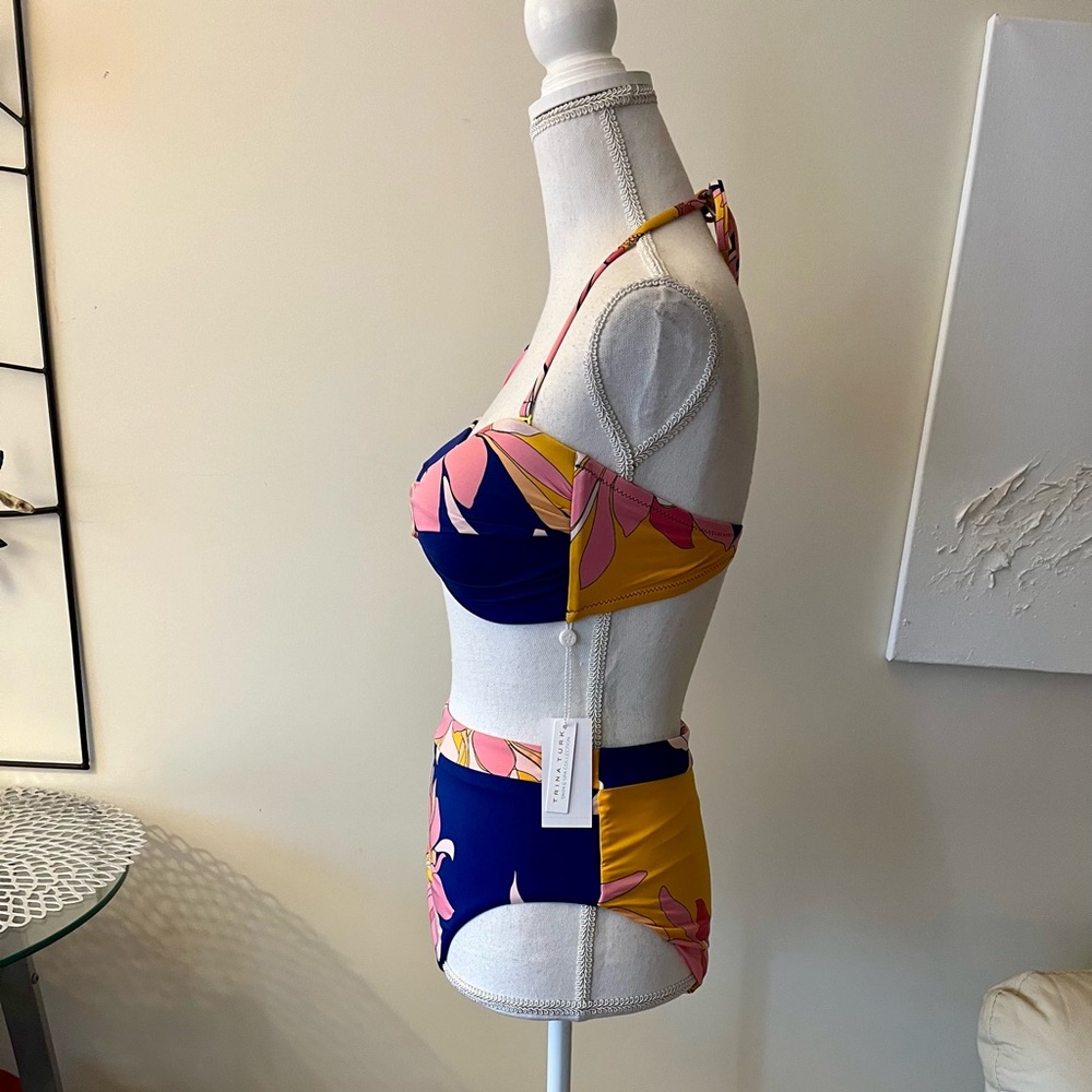 Trina Turk High Waist 2PC Breeze Bandeau Swimsuit Bathing Suit Womens Sz 10 NWT - Picture 8 of 10